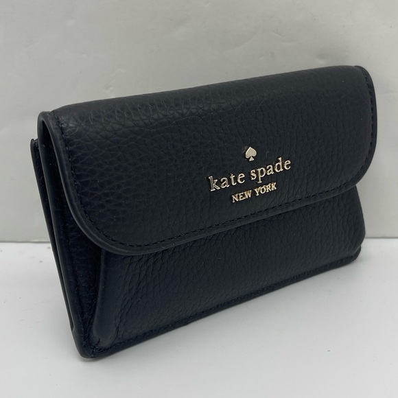 kate spade Handbags - Kate Spade Dumpling Small Pebble Leather Flap Card Holder Wallet 
Black 
NWT